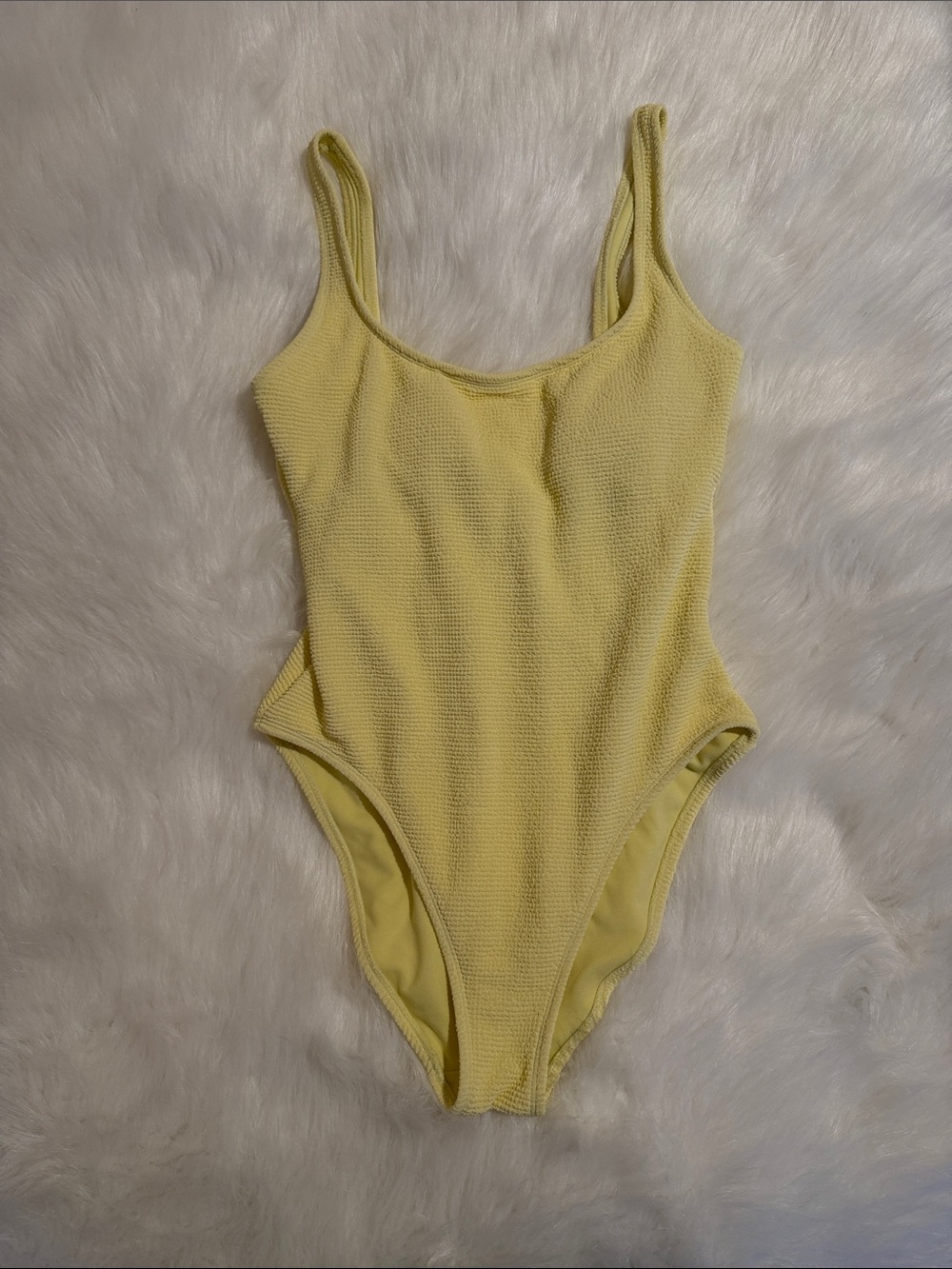 California Waves Yellow Textured women’s' One-Piece Swimsuit (ribbed)